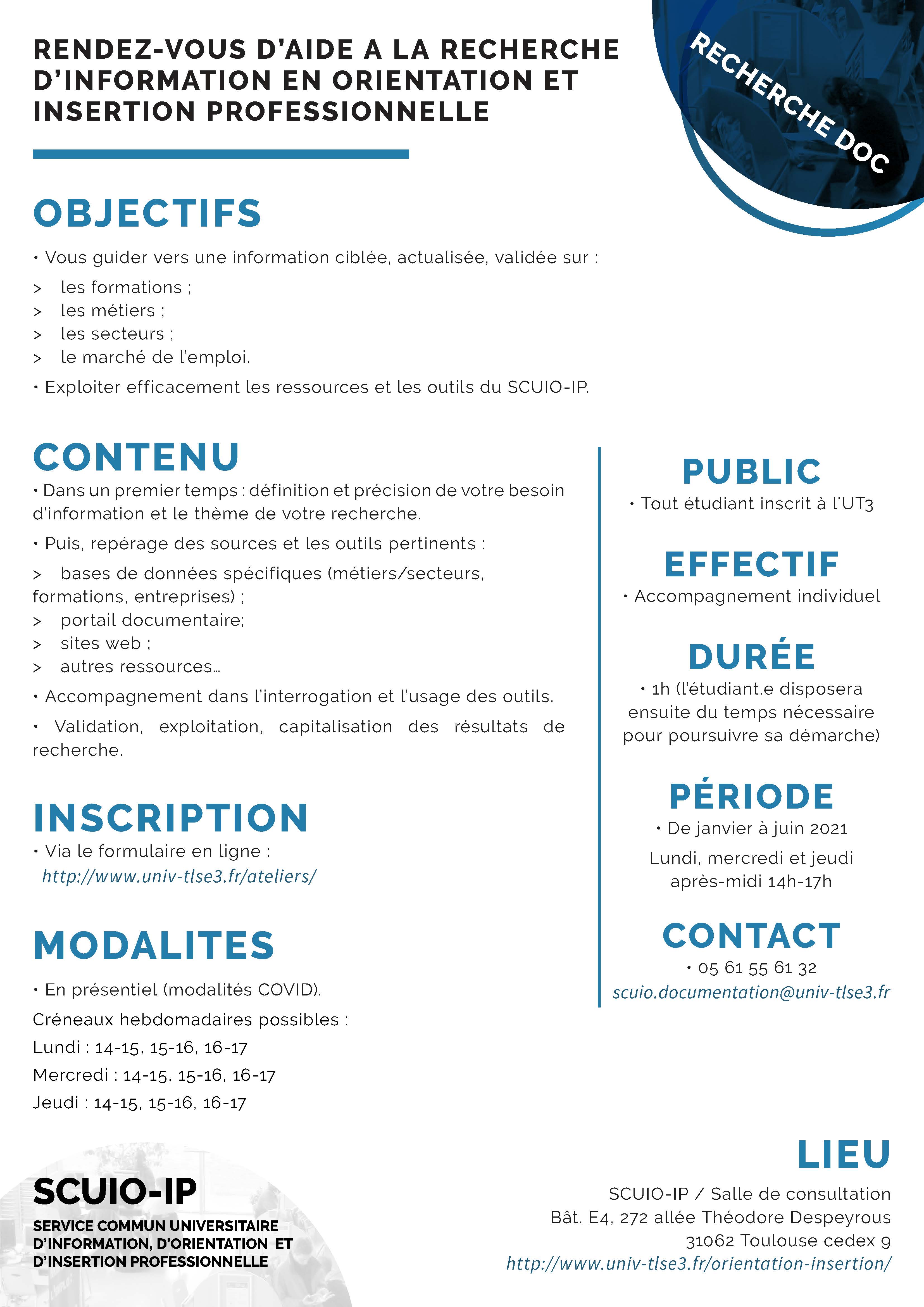 RDV d'aide à la recherche d'information